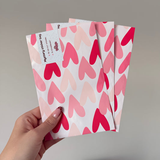 Mystery sticker bag with printed sticker sheet and die-cut stickers