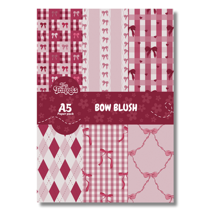 A5 paper pack with blush pink tones and bow-themed illustrated designs