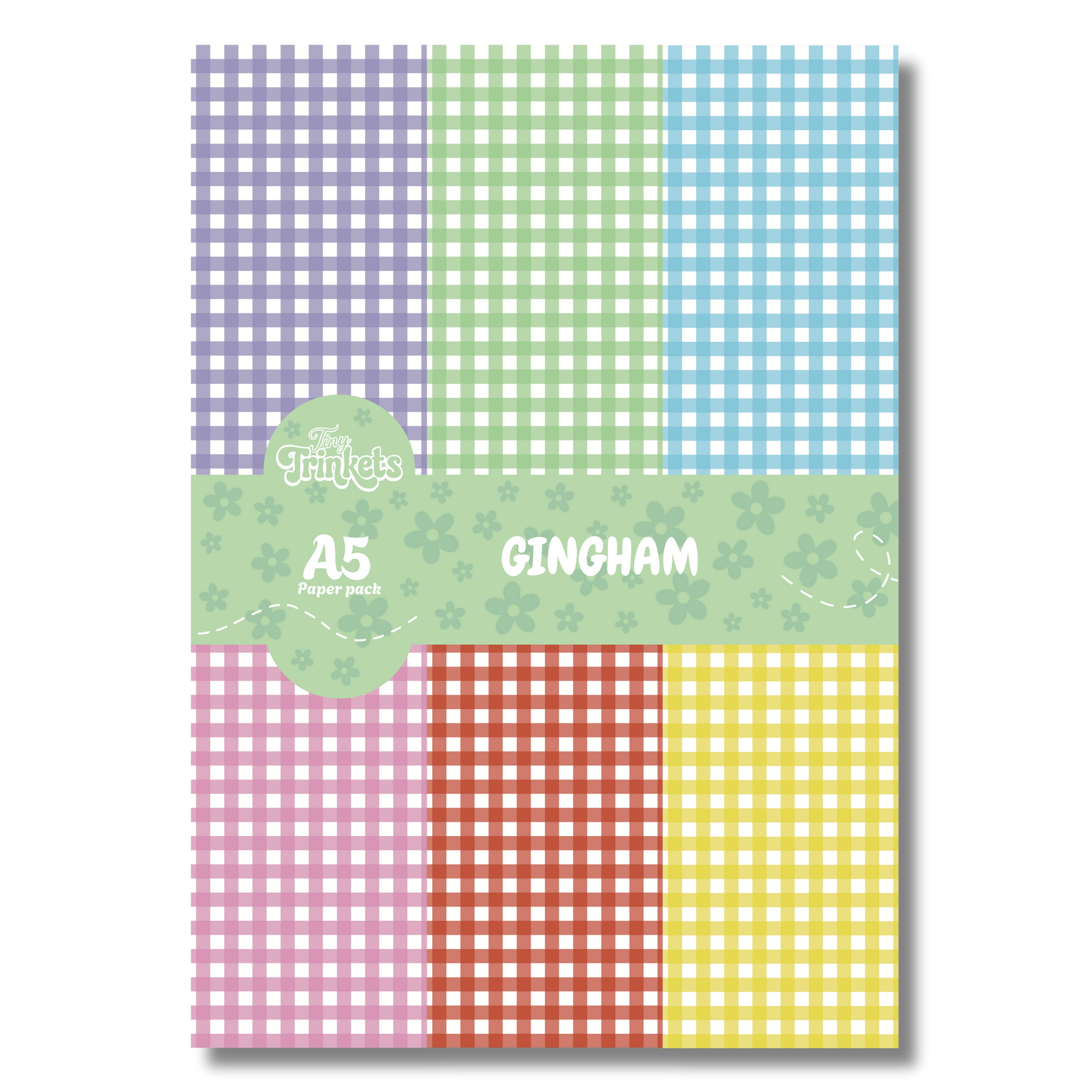 A5 paper pack with classic gingham patterns in a clean and charming style