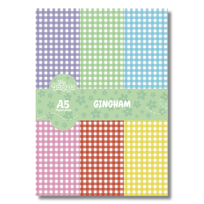 A5 paper pack with classic gingham patterns in a clean and charming style