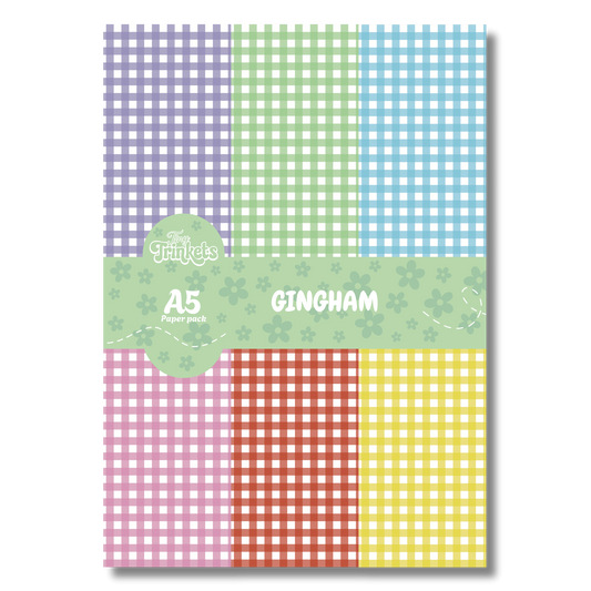 A5 paper pack with classic gingham patterns in a clean and charming style