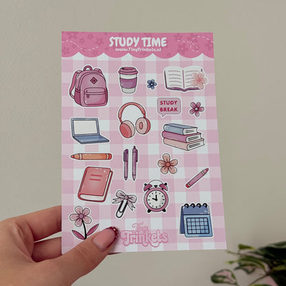 Printed sticker sheet with school-themed illustrations on glossy paper
