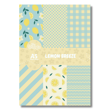 A5 paper pack with fresh yellow tones and light illustrated designs