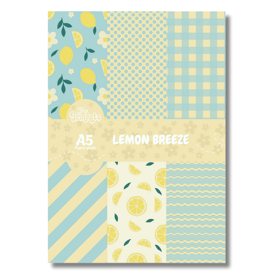 A5 paper pack with fresh yellow tones and light illustrated designs