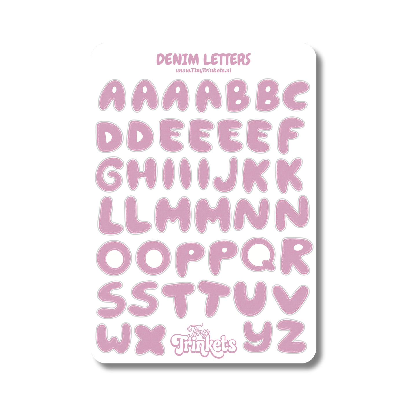 Pink Denim Letters - Sticker Sheet