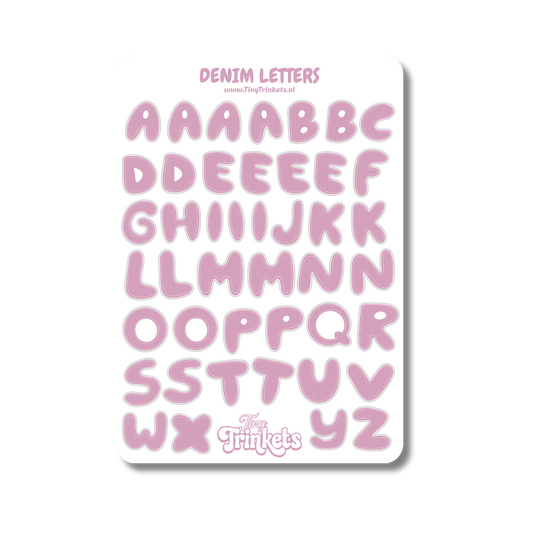 Pink Denim Letters - Sticker Sheet
