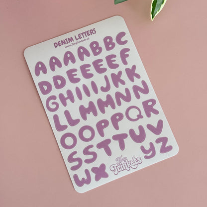 Pink Denim Letters - Sticker Sheet