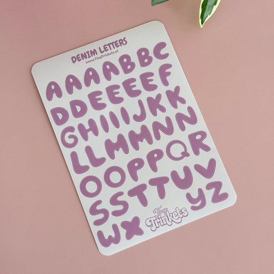 Pink Denim Letters - Sticker Sheet