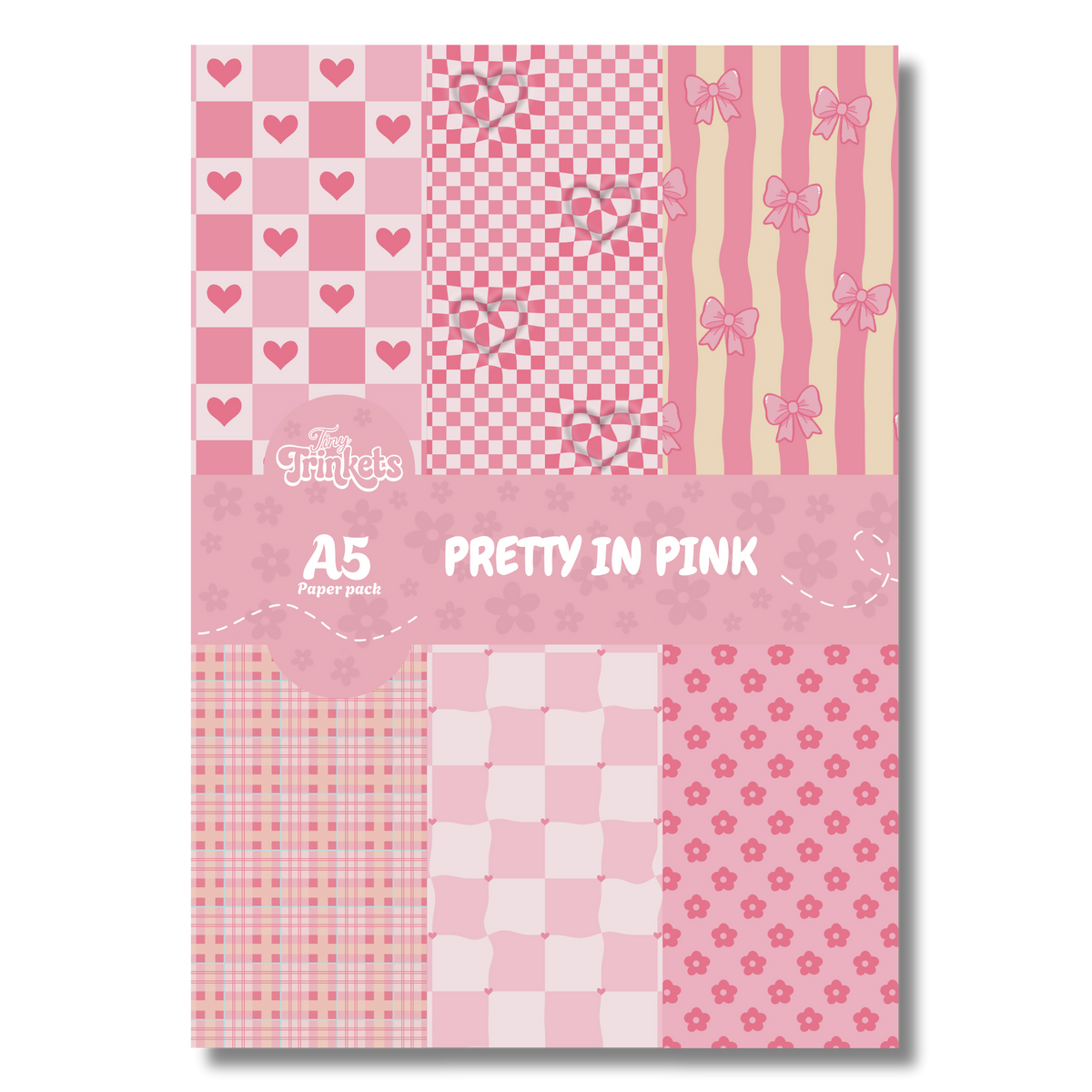 A5 paper pack with soft pink tones and charming illustrated designs