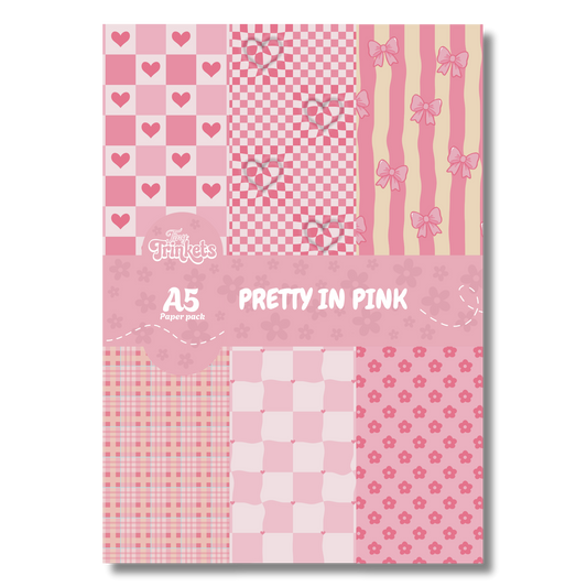 A5 paper pack with soft pink tones and charming illustrated designs