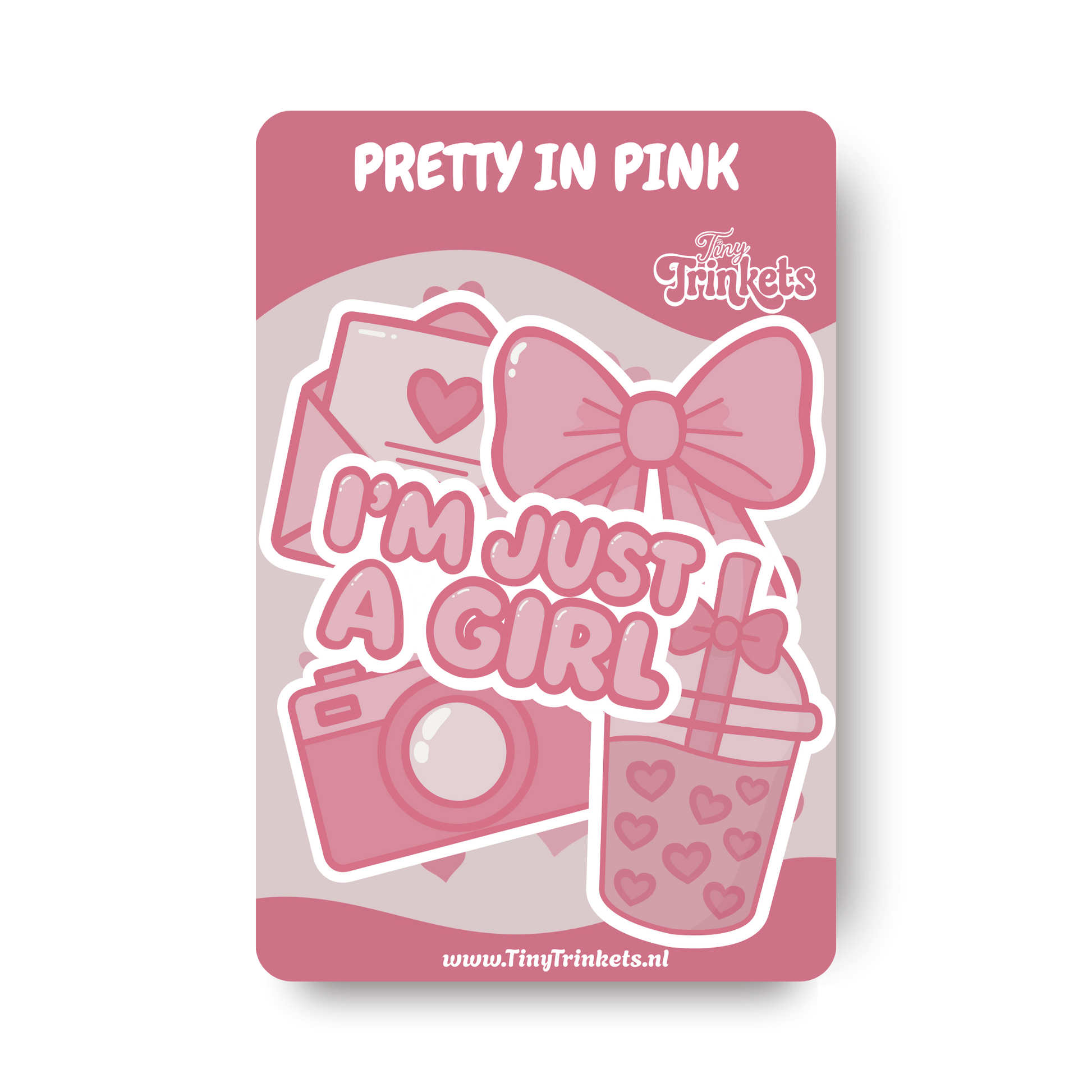 Sticker pack with soft pink die-cut stickers and playful illustrated designs