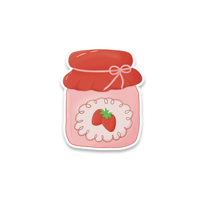 Strawberry Jam Jar - Single Vinyl Sticker